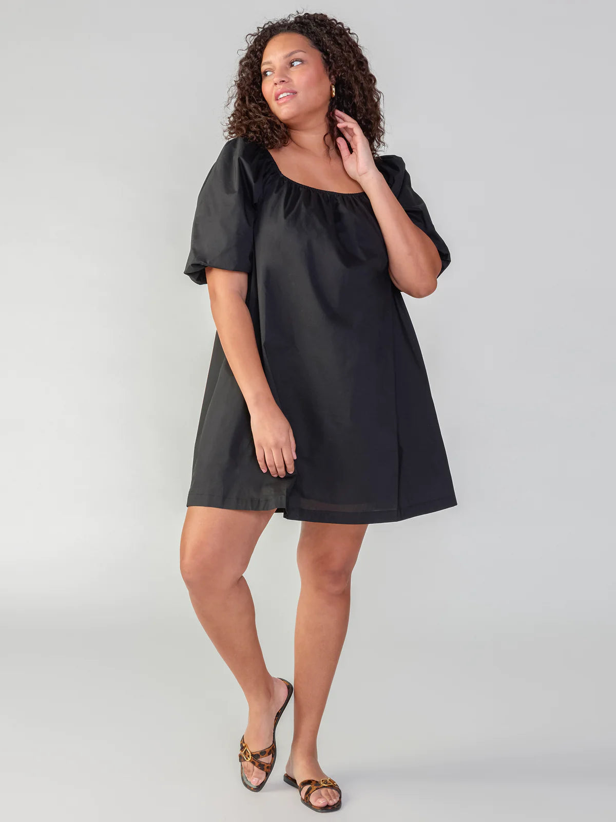 A Line Babydoll Dress Black