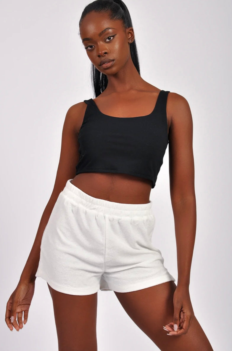 White terry hot sale cloth shorts