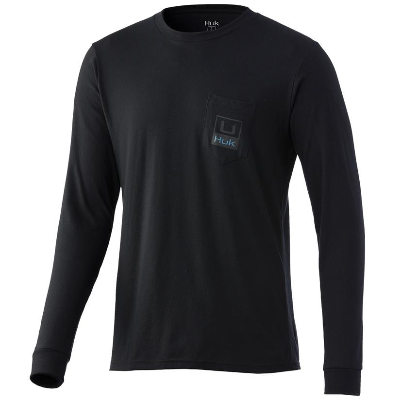 Huk Men's Brand Box Long Sleeve T-Shirt, Medium, Black