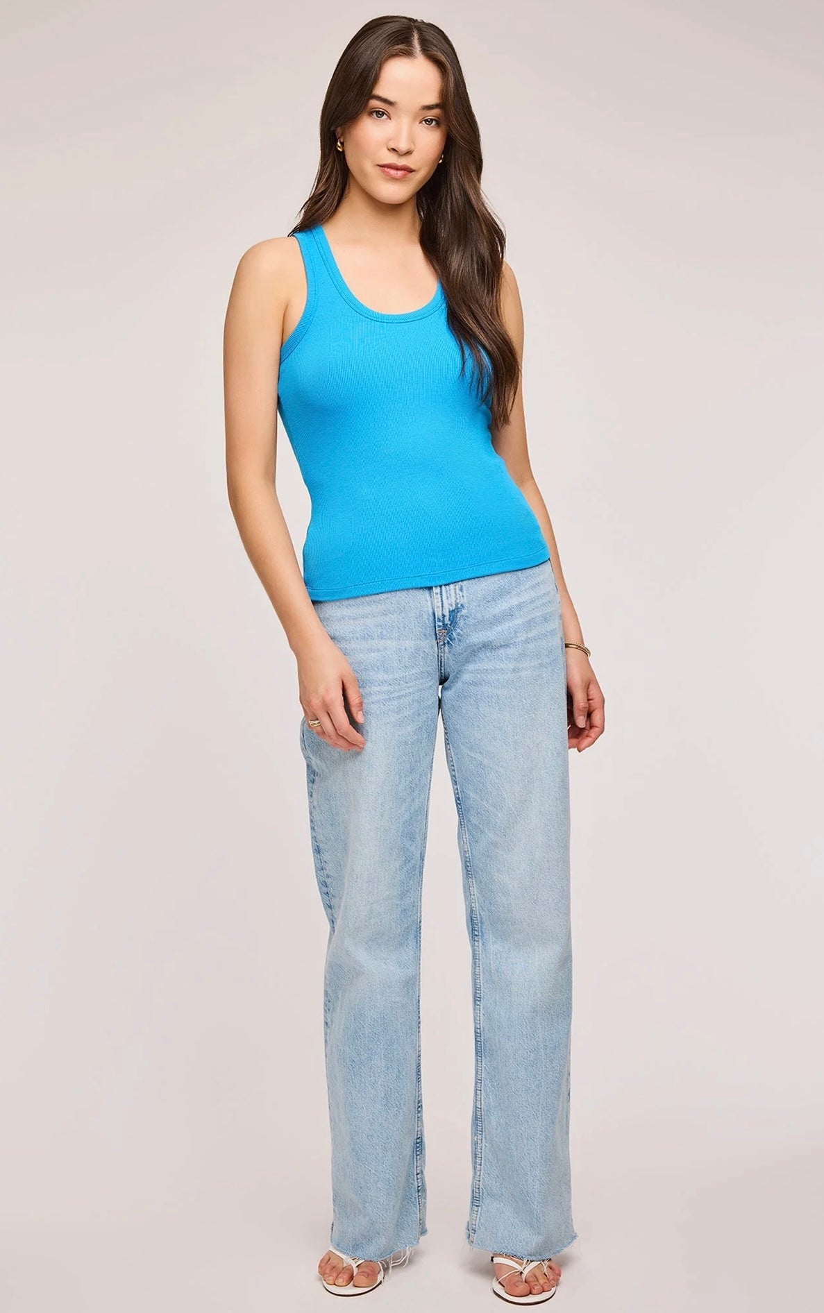 Bowen Ribbed Tank Top — Capri Blue