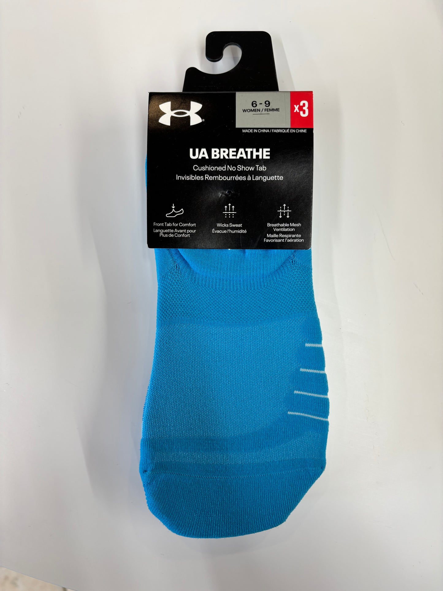 Breathe Cushioned No Show Tab Socks — 3 Pack