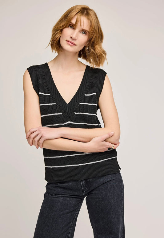 Tanner Knit Vest — Black Stripe