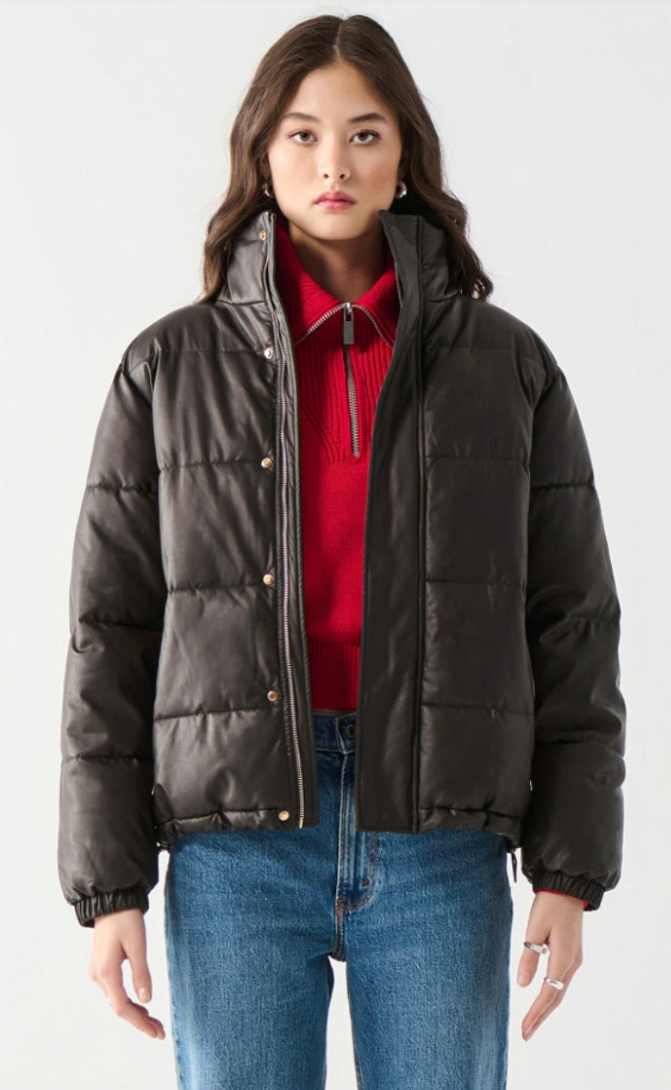 Faux Leather Puffer Coat