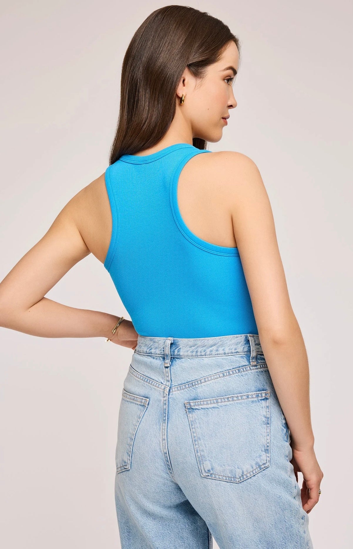 Bowen Ribbed Tank Top — Capri Blue