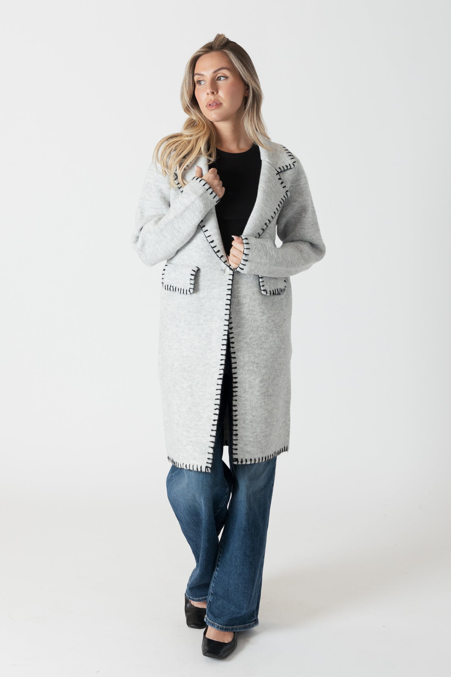 Fiona Whip Stitch Tailored Knit Coat