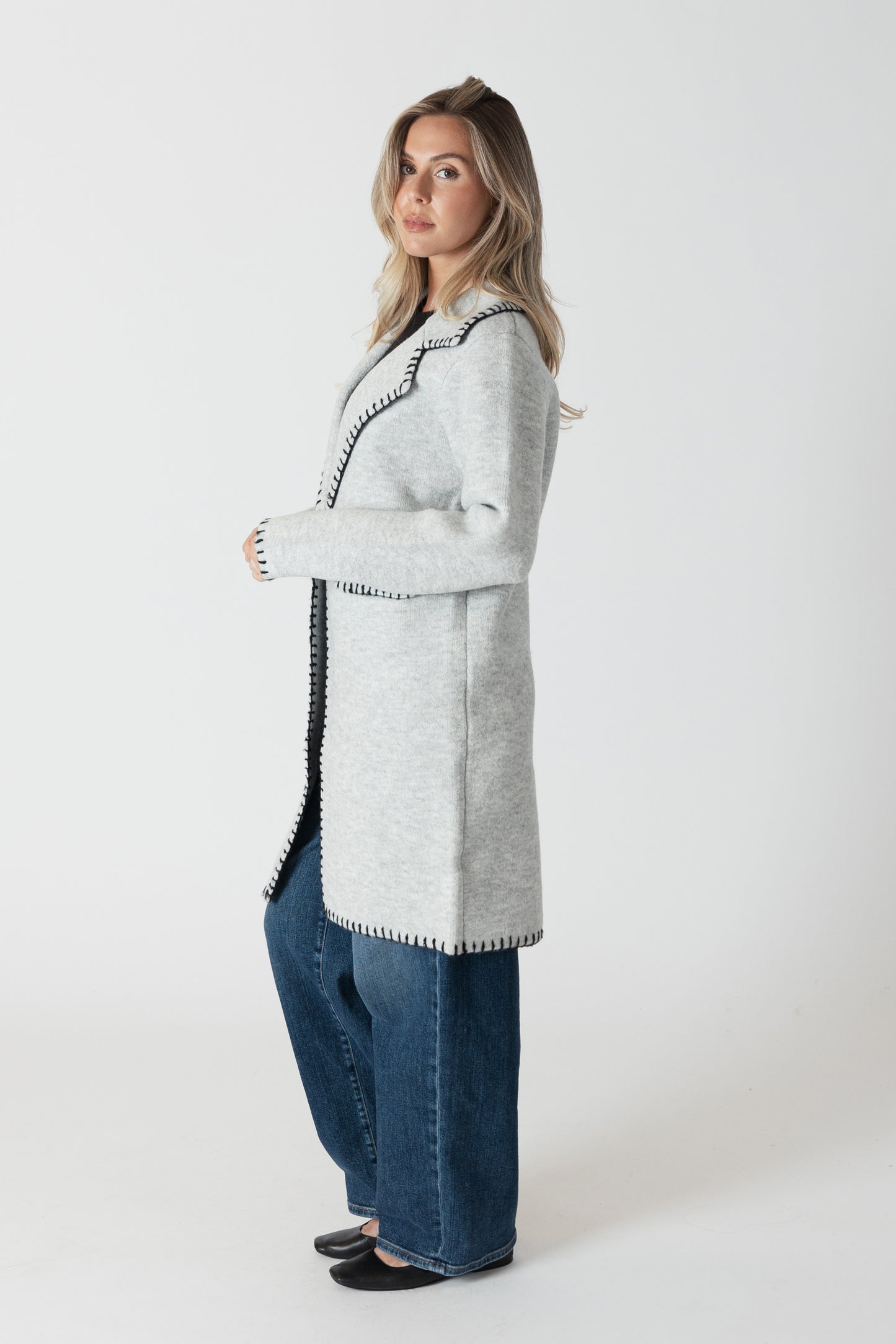 Fiona Whip Stitch Tailored Knit Coat