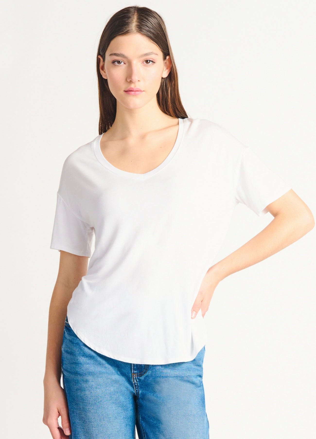 Rounded Hem Tee — White