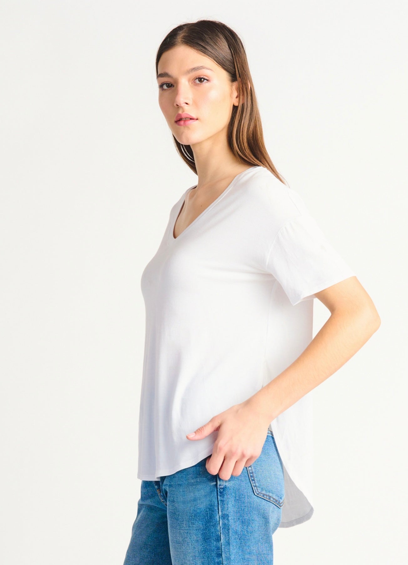 Rounded Hem Tee — White