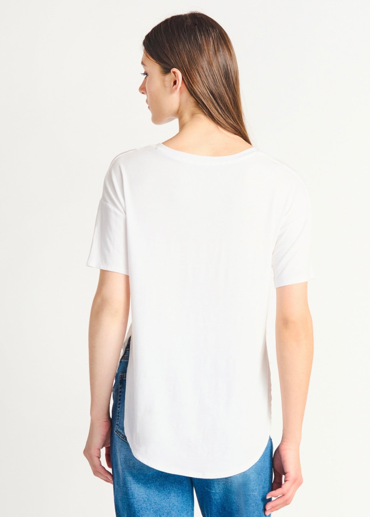 Rounded Hem Tee — White