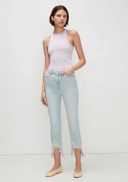 High Waist Slim Kick With Frayed Hem