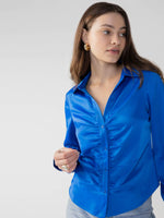 Time To Shine Satin Top — Blue