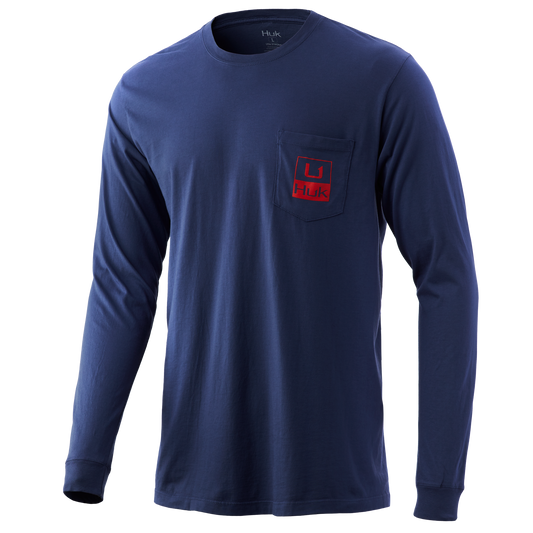 Dark Blue Long Sleeve Pocket Tee