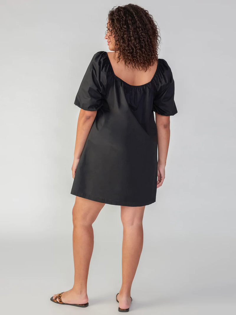 A Line Babydoll Dress — Black