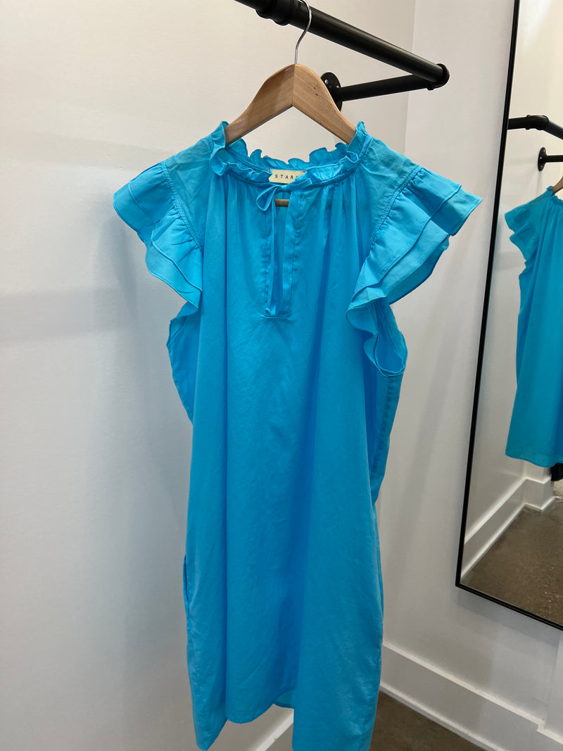 Blue Poplin Solid Dreamy Dress
